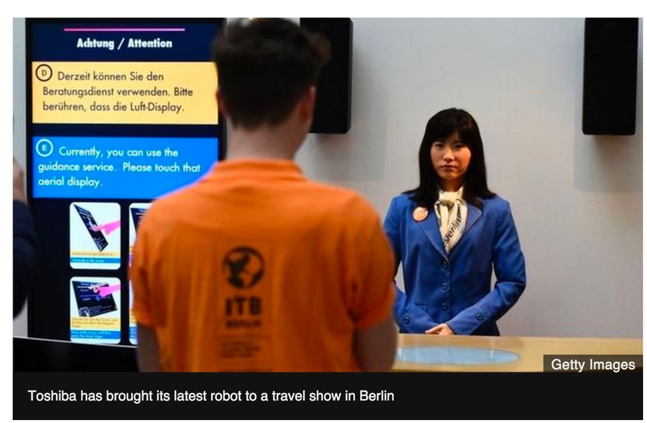 日本東芝公司在貿(mào)易展覽會展出Chihira機(jī)器美女(圖2) 日本東芝公司在貿(mào)易展覽會展出Chihira機(jī)器美女(圖2)